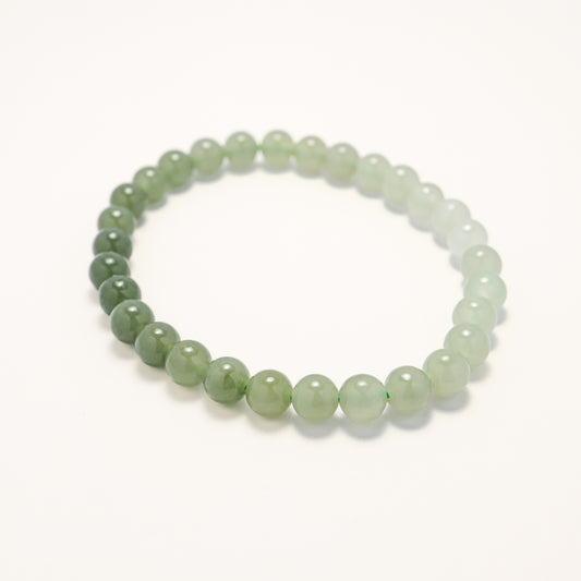 Mountain View - Gradient Green Hetian Jade Round Beads Bracelet