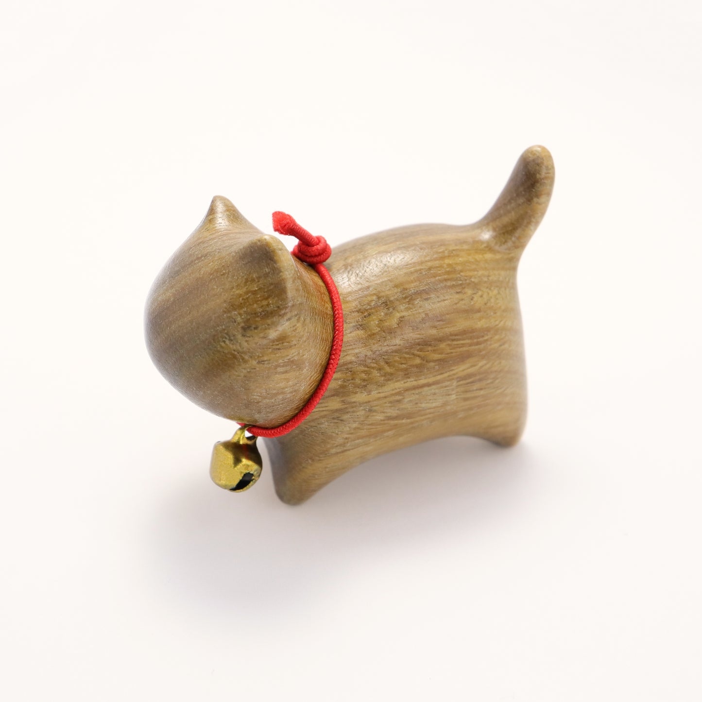 Fortune Cat I - Green Sandalwood & Ebony Sculpture Ornament