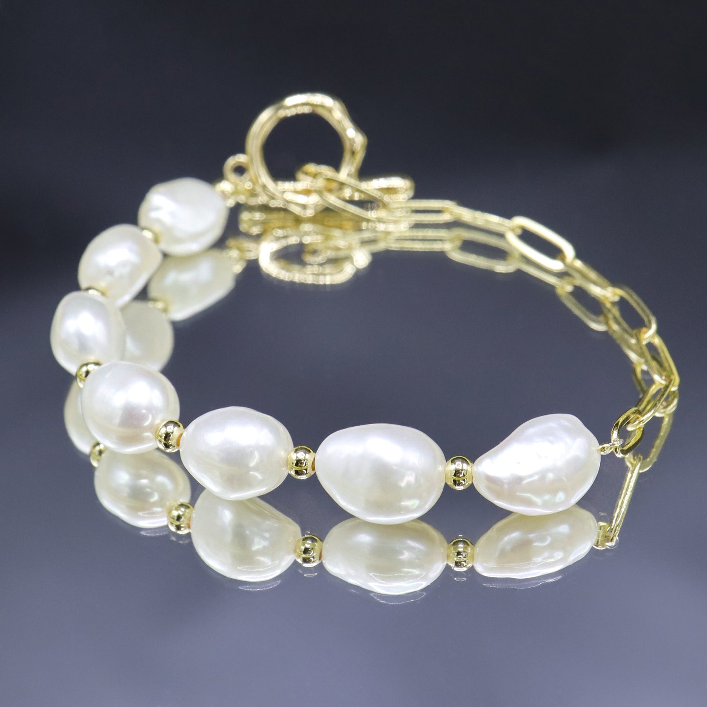 Elina - Baroque Freshwater Pearl Bracelet with OT Buckle