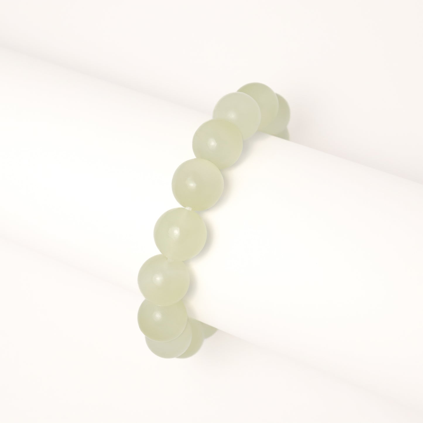 Mont Ice - Afghanistan Green White Jade Bracelet ( Multi Bead Size)