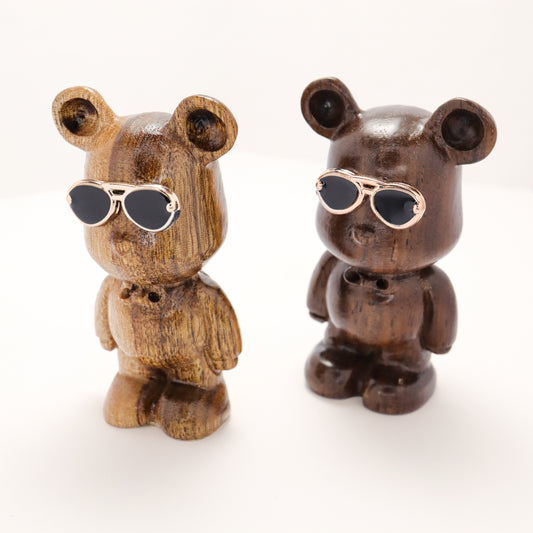 Gangster Bear - Sandalwood Sculpture Ornament