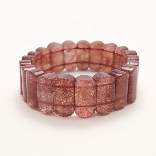 Noble Romance - Red Strawberry Quartz Cube Bracelet