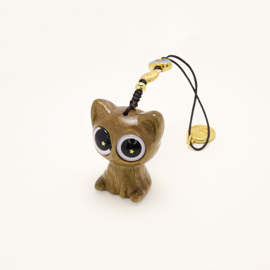 Star Eye Kitten - Green Sandalwood Cat Key Chain Phone Charm