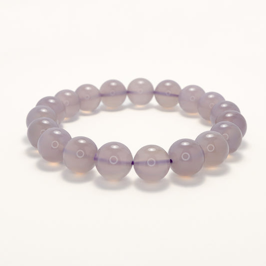 Purple Grey Ice Chalcedony Beads Bracelet