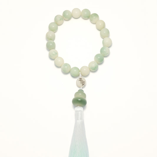 Green Floating Snowflake Bodhi Root Worry Beads Bracelet