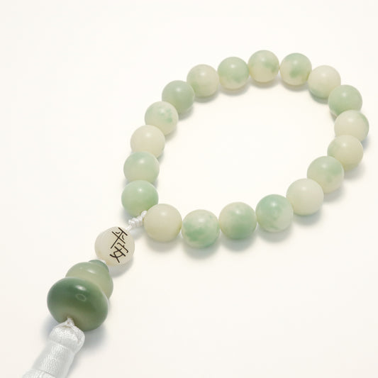 Green Floating Snowflake Bodhi Root Worry Beads Bracelet