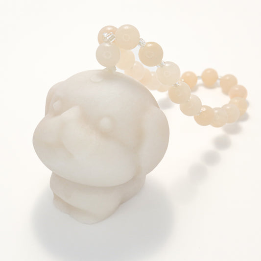 Snow Dog - Ice White She Tai Cui Jade  Raw Stone Hand Pieces / Sculpture Ornament