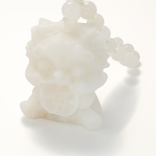 Gold Eater - Fortune Monster Ice White She Tai Cui Jade Raw Stone Hand Pieces / Sculpture Ornament
