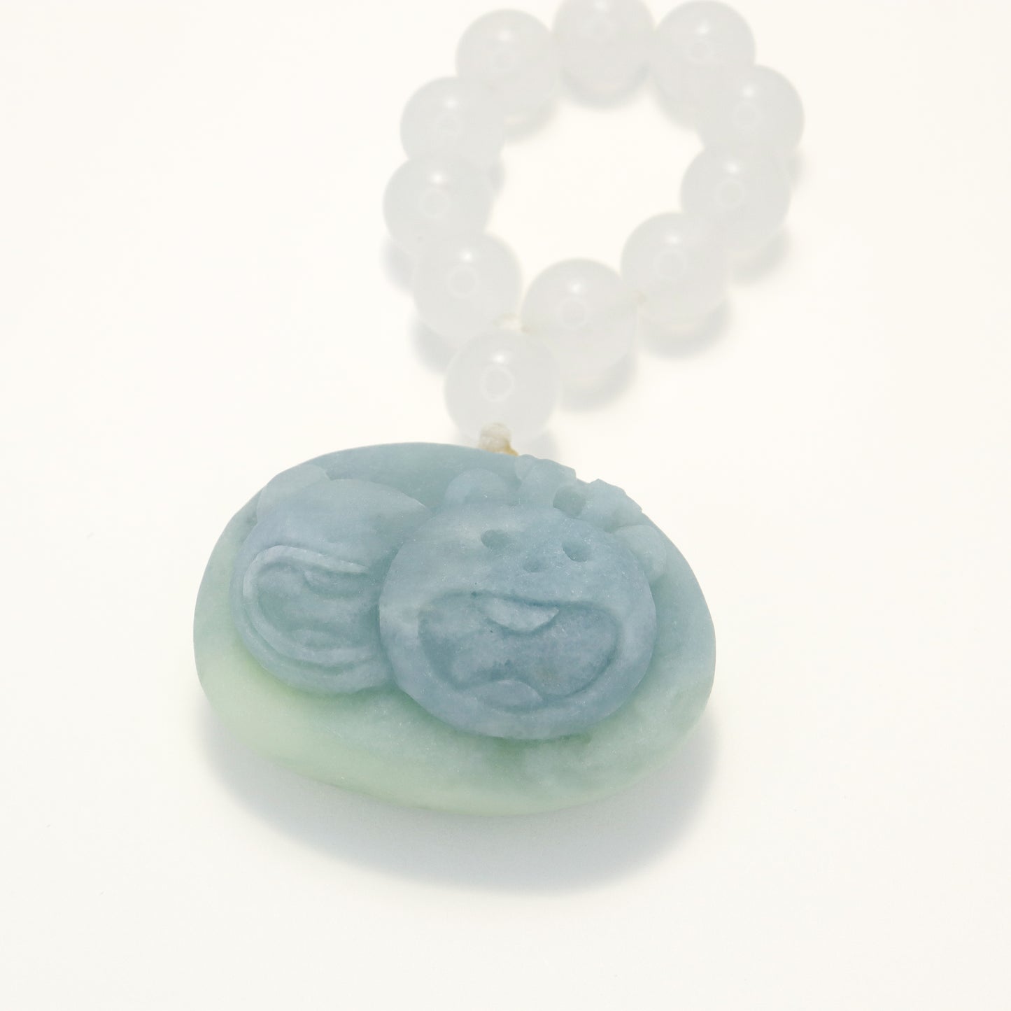 Happy Bear Family - Blue Sky & Cloud She Tai Cui Jade Raw Stone Hand Pieces / Sculpture Ornament