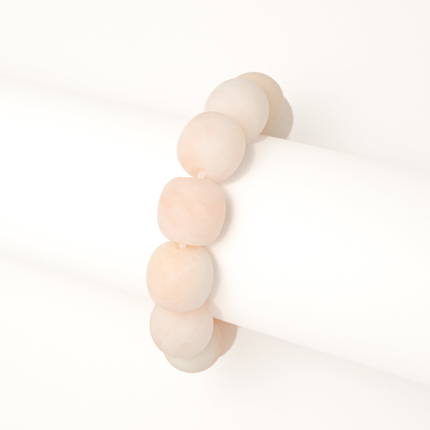 Pinky Peach - Pink White She Tai Cui Jade Raw Stone Bracelet