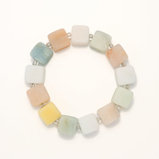 Multi Treasure -  Colorful She Tai Cui Jade Raw Stone Cube Bracelet