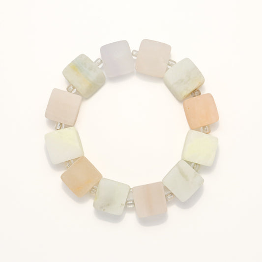 Macaron Sweets -  Colorful She Tai Cui Jade Raw Stone Cube Bracelet