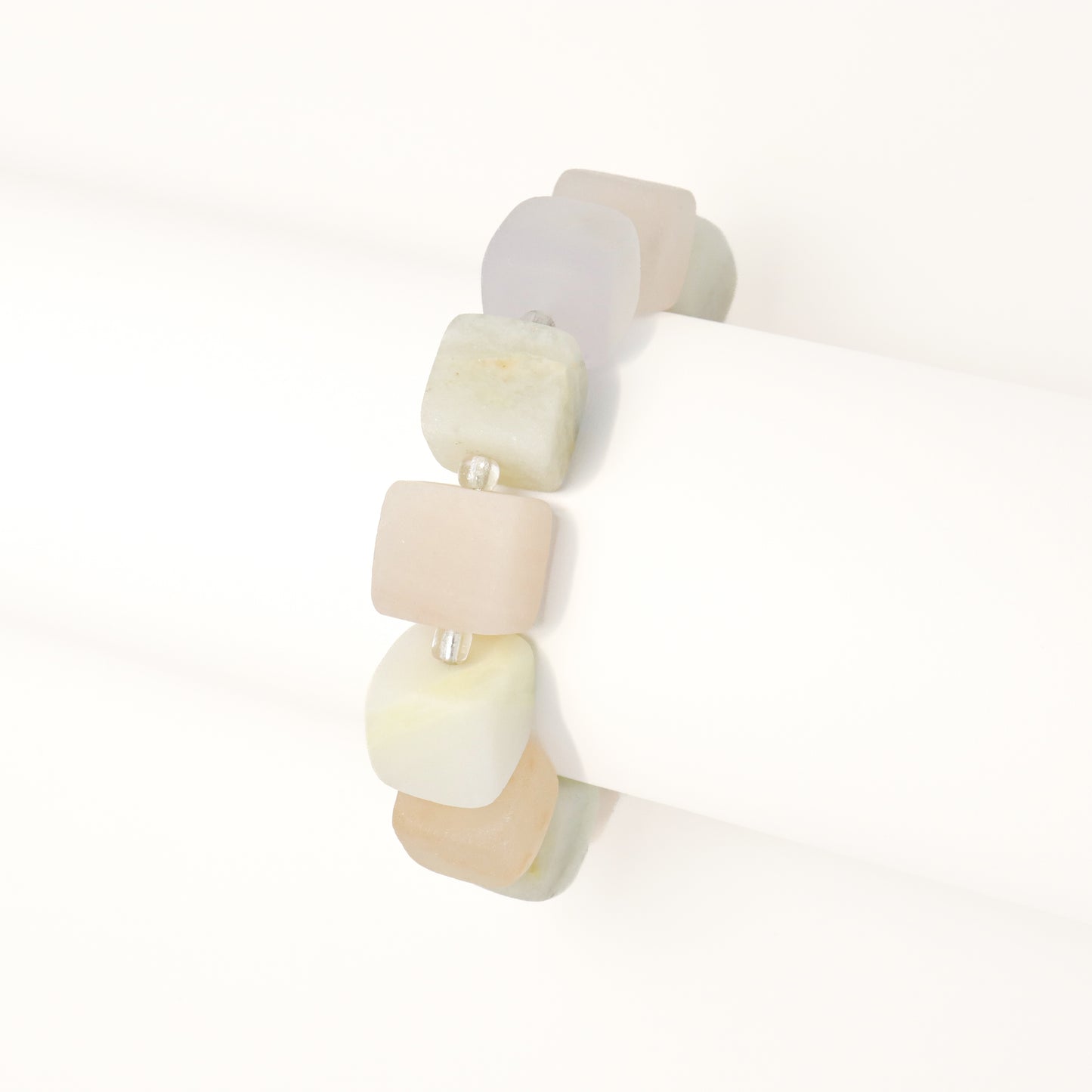 Macaron Sweets -  Colorful She Tai Cui Jade Raw Stone Cube Bracelet