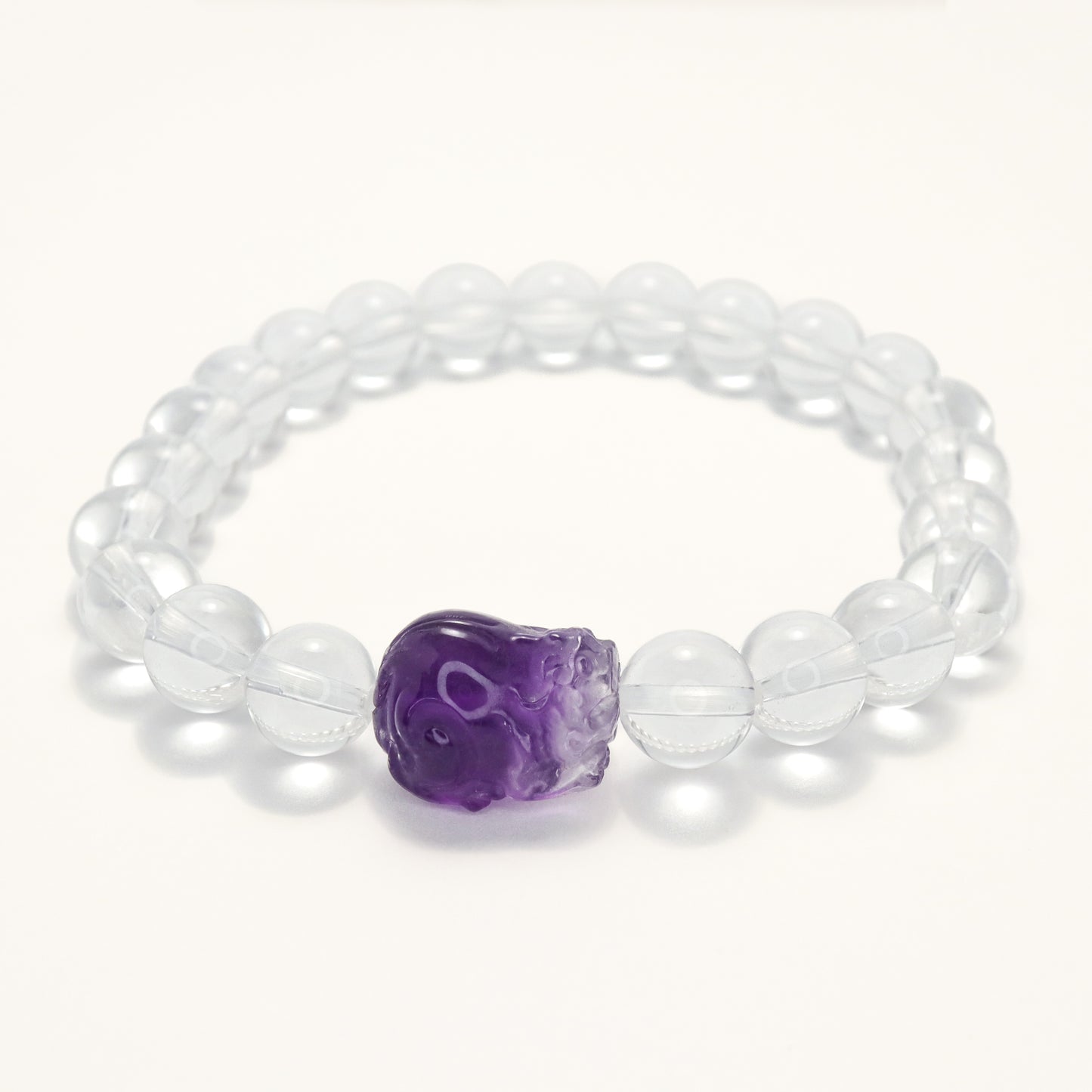 Clarity Memory - Amethyst Pixiu Clear Quartz Bracelet