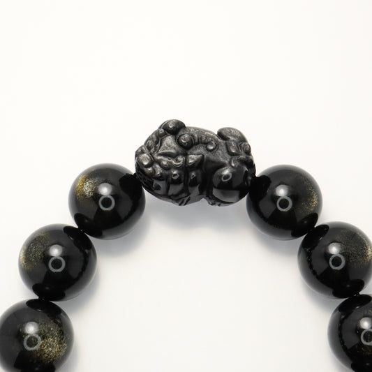 Black Fortune - High Grade Golden Obsidian & Pixiu Bracelet