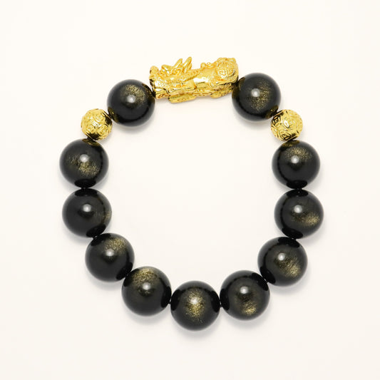 Gold Pixiu Fortune - High Grade Golden Obsidian Bracelet