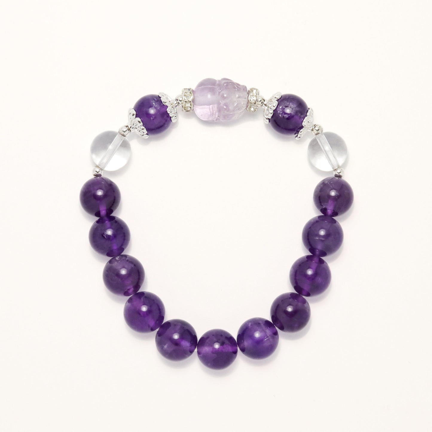 Pixiu Treasure - Amethyst & Clear Quartz Bracelet