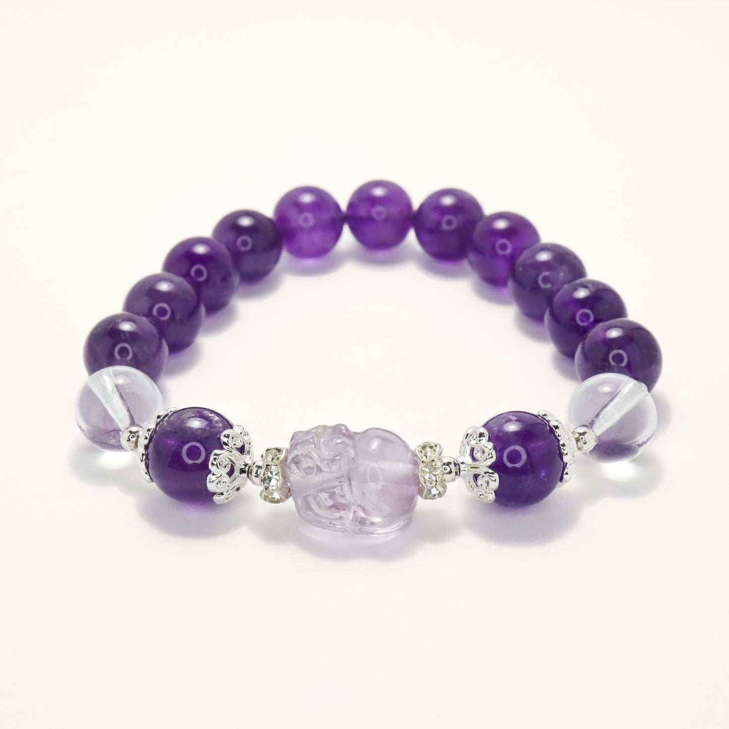 Pixiu Treasure - Amethyst & Clear Quartz Bracelet