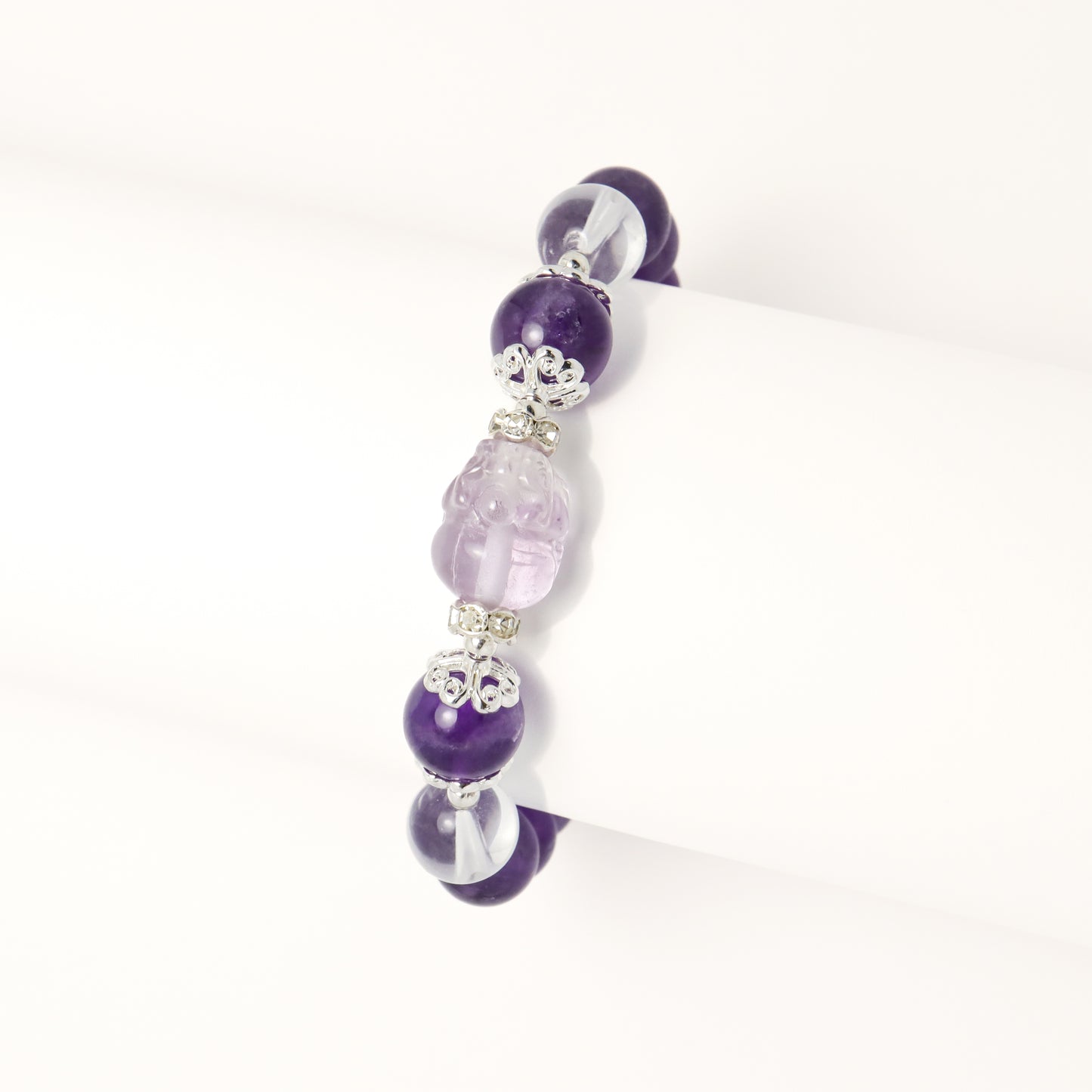 Pixiu Treasure - Amethyst & Clear Quartz Bracelet