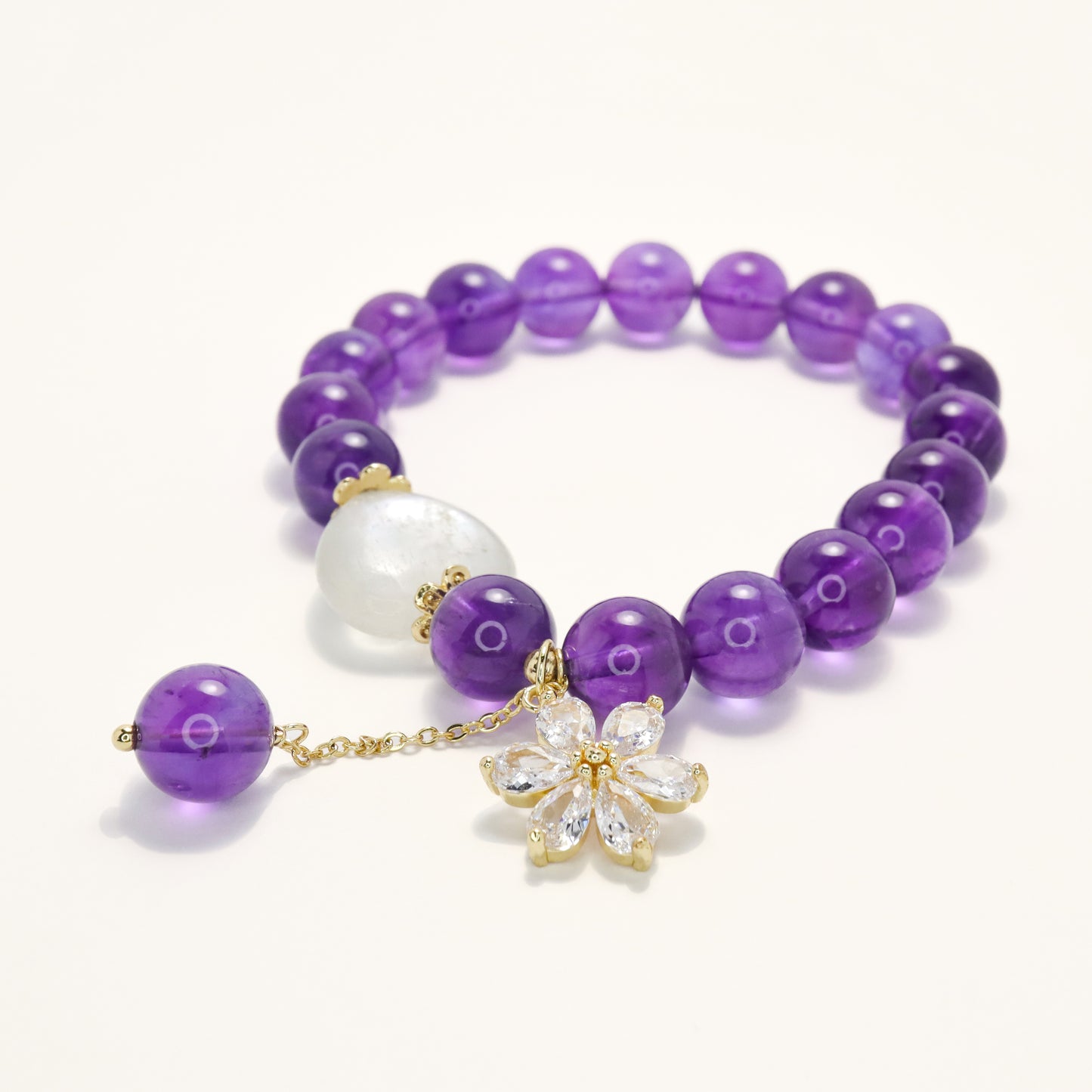 Faithful Love - Amethyst & Moonstone Heart Bracelet