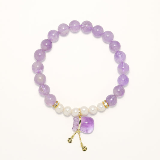 Fortune Bag - Lavender Amethyst & Pearl Bracelet