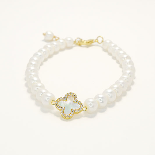 Mont & Vent Clover - Freshwater Pearl Bracelet with Hook Lock