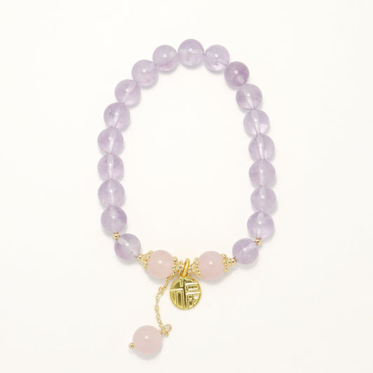 The Fate Let Us Meet - Lavender Amethyst & Rose Quartz Bracelet