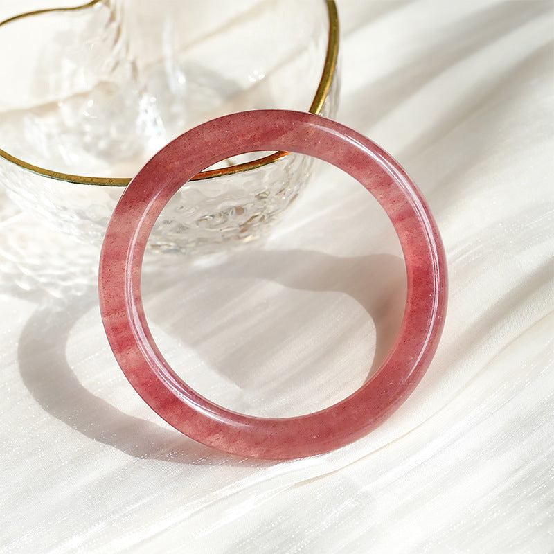 Sweet Love - Strawberry Quartz Bangle Bracelet (Pre-Sale) ( 52 54 56 58 60 62 63 in stock)