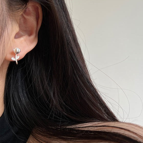 Pearl Rose - S925 Sterling Silver & Pearl Stud Earrings