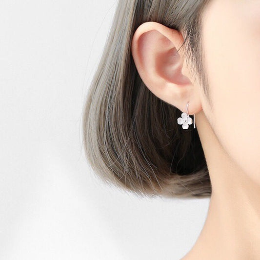 Four-Leaf Clover - S925 Sterling Silver Hook Earrings